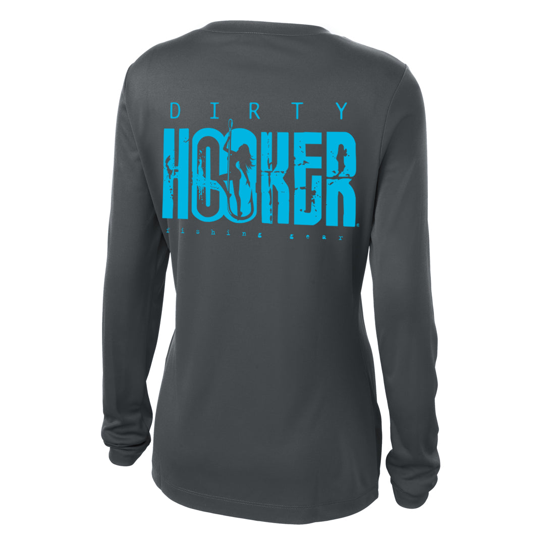 Dirty Hooker Classic Light Blue Ladies V-neck Dry Fit